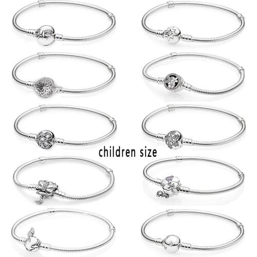 2019 NEW 100% 925 Sterling Silver Lovely Bracelet Rose Gold Clear CZ Charm Bead Fit Small Girl DIY Jewelry Send Blessing Gift