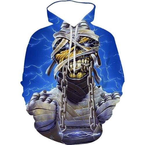 2021 New MenS And WomenS Hoodie 3d Color Printing Mummy Skull Series Round Tie Cap Long Sleeve Autumn And Winter Sportswear
