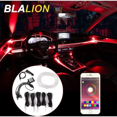 Car Interior Atmosphere Strips RGB Fiber Optic Strip Lights Multicolor APP Sound Control Interior Ambient Lights Decorative Lamp