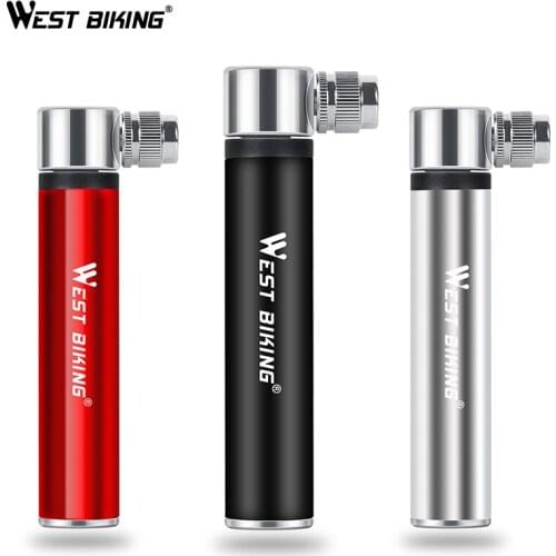 WEST BIKING Portable Mini Bicycle Pump Aluminum Alloy Cycling Hand Air Pump AV/FV Ball Tire Inflator MTB Mountain Bike Pump