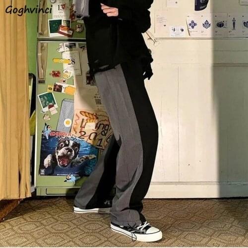 Casual Pants Women Spliced Panelled Loose Trendy Large Size S-4XL Unisex Ulzzang High-street Trousers Empire Female All-match