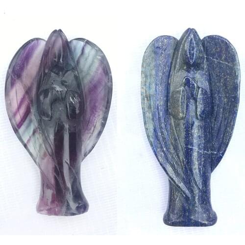 Natural Quartz Crystal Madonna Angel Figurine Fluorite Madonna Statue Semiprecious Healing Crystal Stone Home Decoration