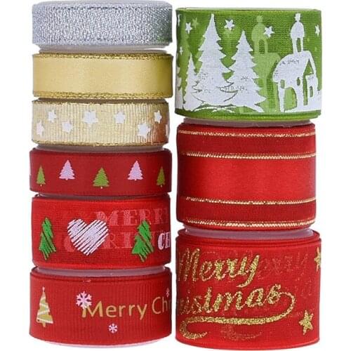 Christmas Ribbon Printed Lace Ribbons For Gift Wrapping Wedding Decoration Hair Bows DIY Christmas Tree Ribbon Wreath Bows