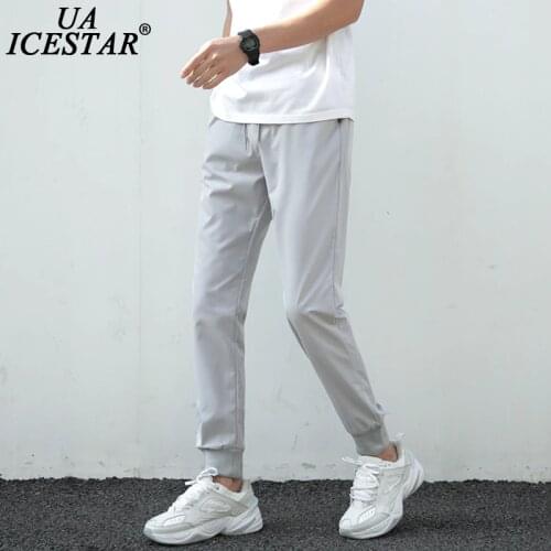 Summer Pants Men 2021 Ultra-Thin Joggers Sweatpants Fashion Casual Fitness Trousers Breathable Quick Dry Ice Silk Mens Pants