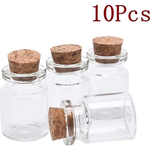 10Pcs Mini Glass Wishing Bottle With Wood Cork 2.2*3cm DIY Jewelry Pendant Wedding Message Wish Bottle Bead Jewelry Containers