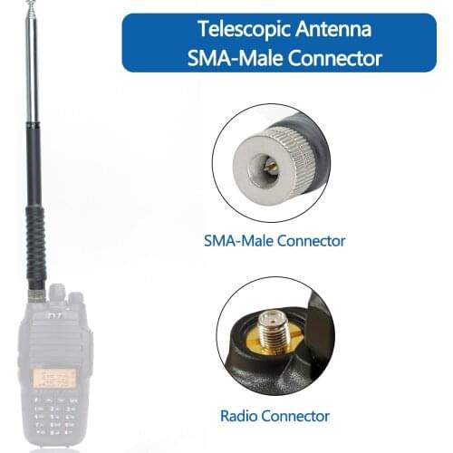 23cm/130cm SMA-Male VHF 136-174MHz Telescopic Antenna for Yaesu VX-6R TYT TH-UV8000D MD-380 Wouxun Walkie Talkie Two Way Radio