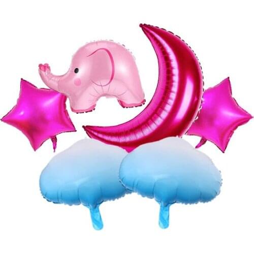 Elephant Theme Balloon Flying Animals Wall Decals Cute Elephant Moon for Kids Nursery Bedroom Living Room Party Decoration