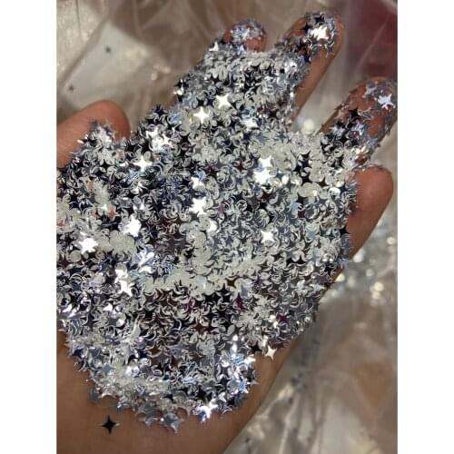 Specular Silver Sequins Shinning White With Silver Color Nail Glitter Nail Art Decoration Nail Gel Face Glitter Makeup Henna DIY