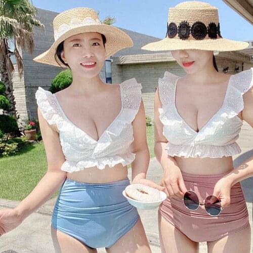 Bikini Swimsuit Female 2021 Summer Trikini Women Two Piece Bathing Suit Japanese Korean With For Tankini Print Polyester Sierra