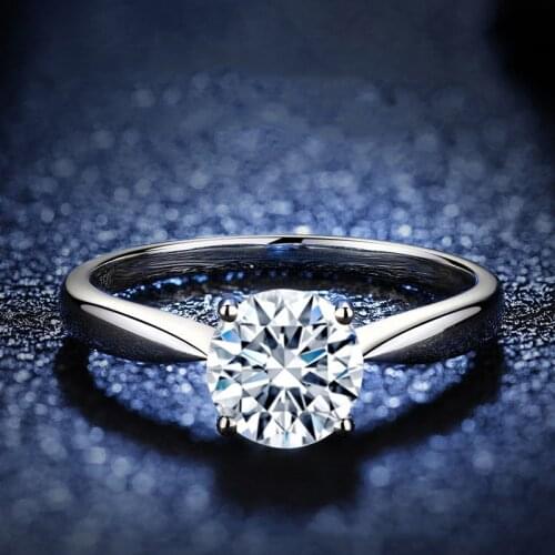 Real 925 Sterling Silver Engagement Rings for Women 1ct Diamond Elegant Jewelry Gift Wedding Party Luxury Exquisite Romantic