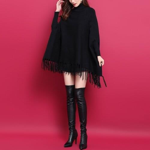 ZJZLL Wholesale Loose Warm Solid Color Pullover Pashmina Winter Ponchos Tassel Cashmere Blanket Shawl Womens Trench Coat Cloak