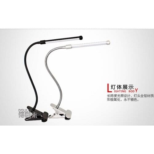 1pcs/lot Led Eye protection Two levels brightness switch dimmer reading table Desk Lamp with metal Clip