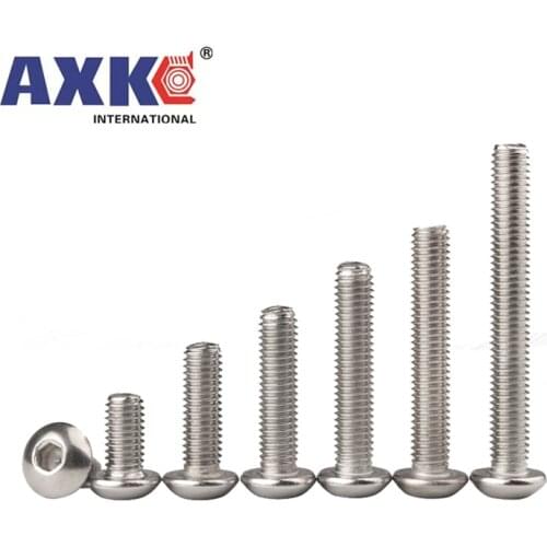 10/50pcs M2 M2.5 M3 M4 M5 M6 M8 304 A2-70 Stainless Steel ISO7380 Hexagon Hex Socket Head Button Allen Bolt Screw L=2-100mm