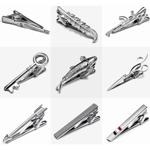 Tie Clip Funny Rifle Gun Tie Clip Party Ceremony Necktie Clasp Pin Bar Silver Color Mens Fashion Jewelry Accessory Gift 10pcs