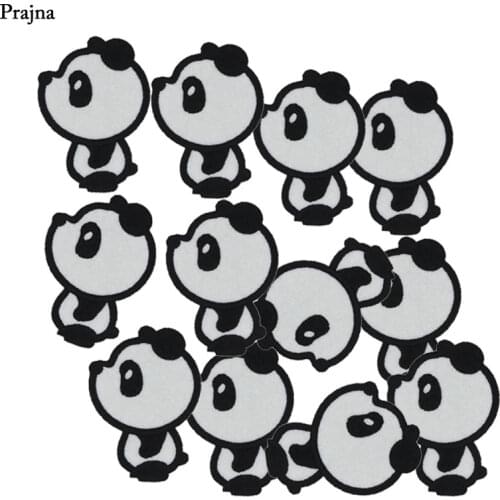 Prajna Panda Embroidery Decal Iron On Patches 10PCS Bear Badges For Clothes DIY Jean Stickers Baby Cloth Ornament Shoes Applique