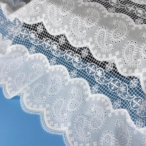 100%Cotton Cloth Milk-silk Thread 3D Full Embroidered Lace Fabric Handmade DIY Clothes Accessories Width 130cm 1Yard