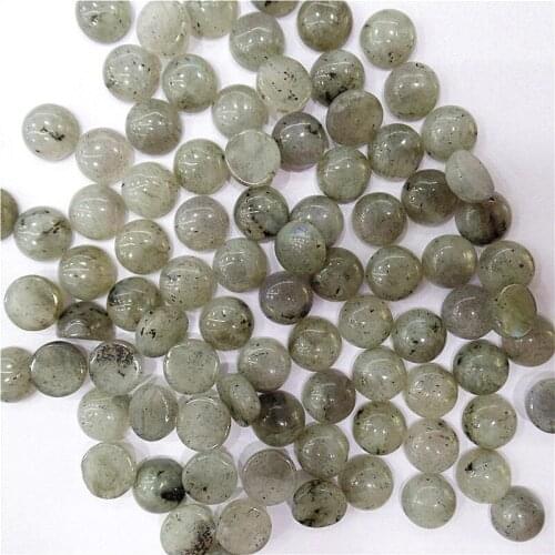 100Pcs 8x4mm Wholesale Natural Gray Labradorite Round Cab Cabochon DIY Jewelry Making Accessories M117