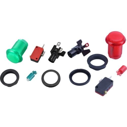 2 Set Round Lit Illuminated Arcade Video Game Push Button Switch LED Light 5V/12V, 1 Set Green & 1 Set Red