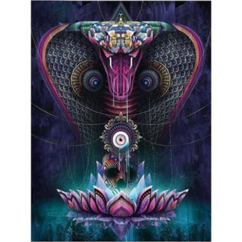 5D Diamond Painting Snake Full Square/Round Diamond Embroidery Cobra & Lotus Mosaic Fantasy Decortion Home Gifts FH1018