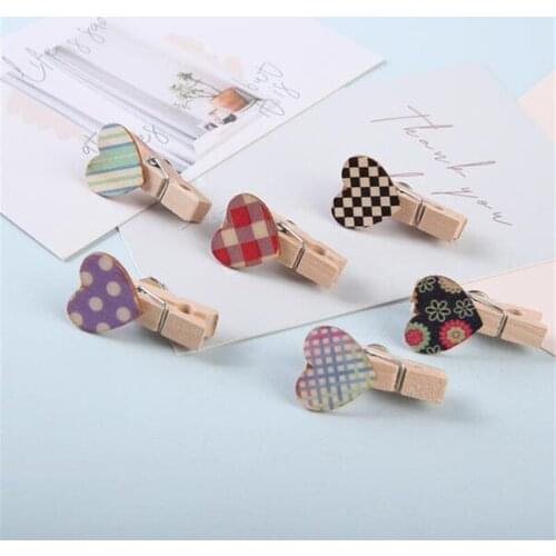 6pcs Pushpins Colored Wooden Clips Thumbtack Love Heart Binding Clip Small Push Pins Wall Nails Tack Pin Furniture Diy Decor