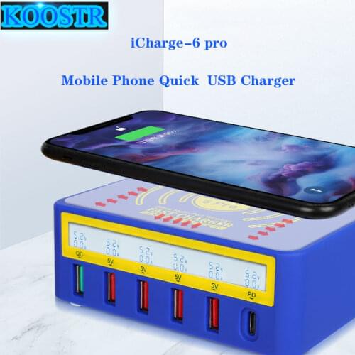 MECHANIC iCharge-6 pro Mobile Phone Charger USB Charger Quick Charge 3.0 PD Fast Wireless charging with LCD Display
