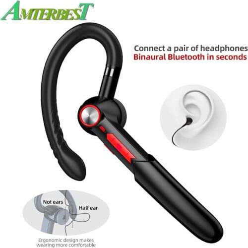 AMTERBEST ME-100 5.0 Button Touch Control Bluetooth Earphone Wireless Headphons Single Business Earphone Noise Reduct Headset