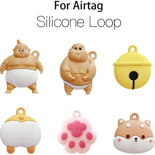 Cute Cartoon Shiba Inu Case For Airtag Locator Tracker Anti-lost Device Pet Collar Corgi Soft Silicone Protective Cover Keychain