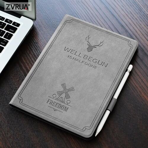For iPad Air Pro 10.5 inch, ZVRUA Auto Sleep Smart Cover Deer Pattern PU Leather Soft silicone Case with Pencil Holder