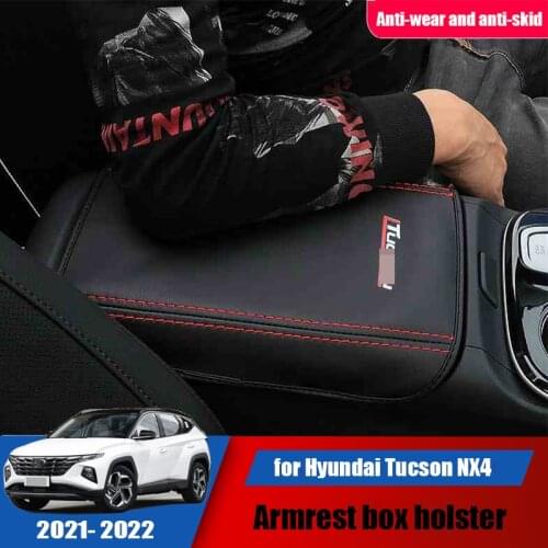 For Hyundai Tucson NX4 2021 2022 central armrest box storage box leather anti-scratch armrest box cover