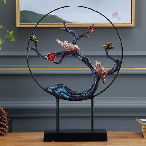 European Lucky Birds Sparrow Resin Sculpture Crafts Home Livingroom Desk Ornaments Decoration Fengshui Office Table Figurines