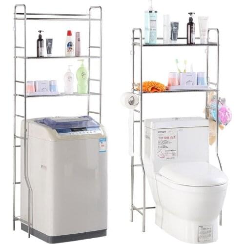 Imported Authentic 304 Stainless Steel Toilet Shelf Toilet Rack Bathroom Rack Washing Machine Finishing Storage Rack