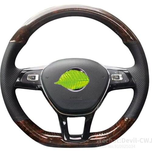 Alcantara leather For Volkswagen Lamando Santana Touran L steering wheel cover hand-sewn grip cover 2015-2021 2016 car interior