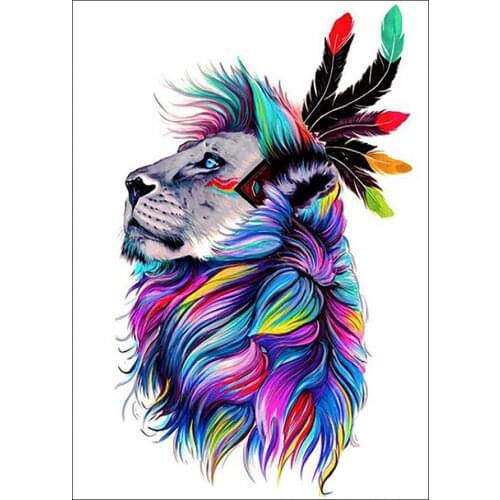 Colorful Lion Head Feathers Diamond Painting Animal Round Full Drill Nouveaute DIY Mosaic Embroidery 5D Cross Stitch Gifts