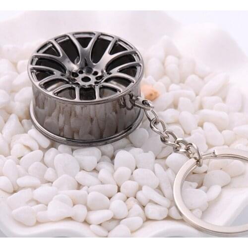 Mini Keychain Alloy Car Wheel Hub Auto Logos Key Chain Auto Repair Parts Car Mini Tire Wheel Key Chain For Car Key Decoration