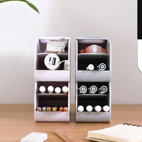 Multi-purpose Pen Holder 2 Separate Compartments with Small Holder Tray Decorative Desk Organizer Holder for Home Office