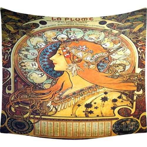 1901 Laurel Alphonse Mucha Art Nouveau Poster Tapestry Design Home Decoration Wall