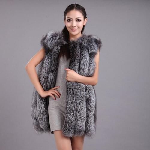 New 2021 Fashion Winter Women Silver Fox Fur Vest Faux Fur Coat Woman Cloak Fur Vests Jacket Female Overcoat Plus Size XS-6XL