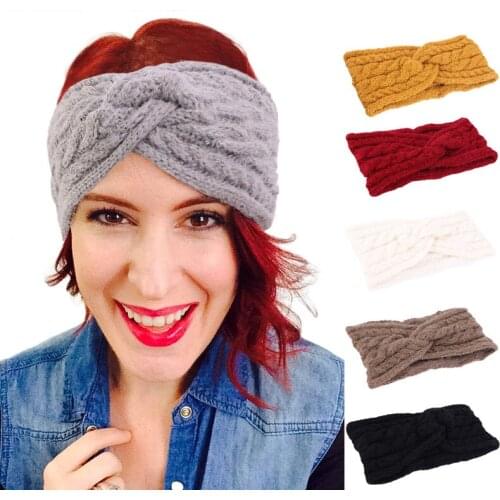 New Wool Knitted Knot Cross Headband for Women Autumn Winter Girls Hair Accessories Headwear Elastic Hair Band Hair Accessories