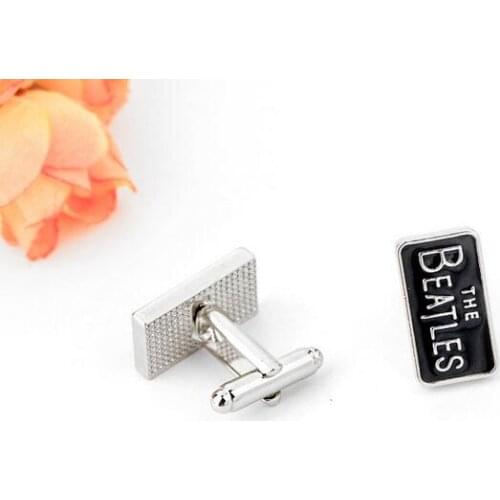 One pair popular square letter with nice black enamel 2cm pendant mens cuff links xyc141