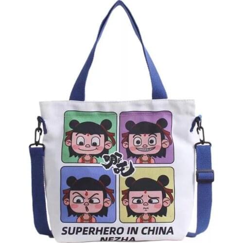 2019 Autumn INS Super Popular Anime which NeZha from China Expression Large Capacity Canvas bag Shoulder bag Messenger bag Bolsa