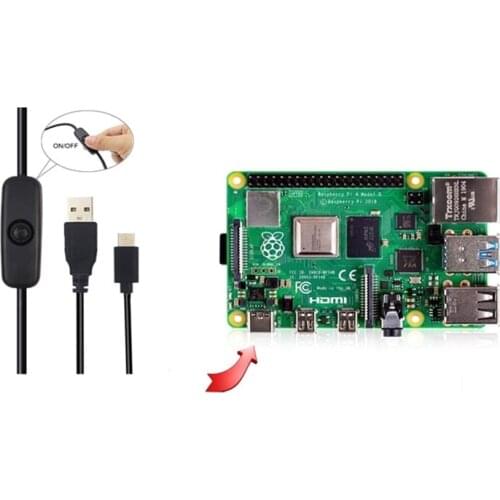 P82F 5V 3A 3000mA Power Supply Adapter USB Type-C Charger Cable for Raspberry Pi 4 4B US / EU Plug with Switch