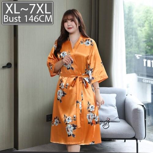 Sexy Women Night Dress Silk Pajamas Nightgown Robe Sleepwear Womens Underwear Plus Size Satin 4xl 6xl Nuisette Lingerie