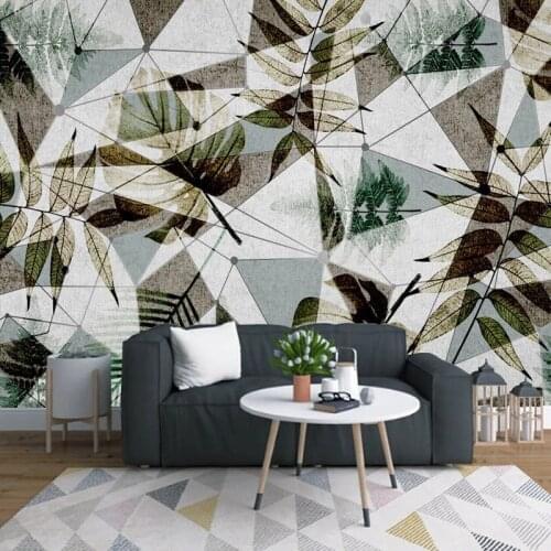 Custom Any Size Mural Wallpaper Modern 3D Creative Geometric Lines Modern Minimalist Abstract Tropical Plant 3D Background Wall