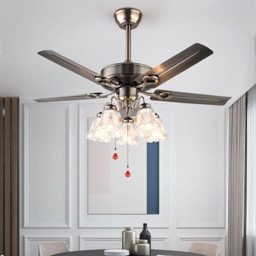 European Style Ceiling light fan living room dining room led ceiling fan light wooden blade fan lamp