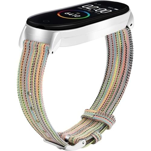 Simple Canvas Watchband+Metal Frame For Xiaomi Mi Band 4/3 Watch Wrist Band Men Women Replacement Sport Strap Bracelet