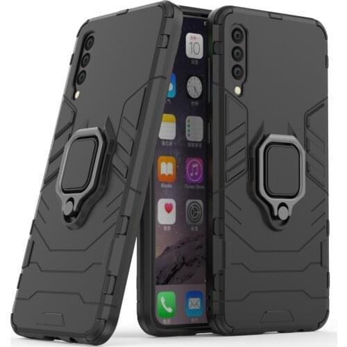 Armor Shockproof Ring Holder Case For Samsung Galaxy A50 Hard PC Soft TPU Hybrid Rugged Back Cover