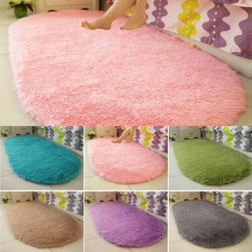40*60cm Fluffy Round Rug Carpets Shaggy Rug Living Bedroom Floor Mat Kids Room Long Plush Rugs for Bedroom Area Rug Modern Mats