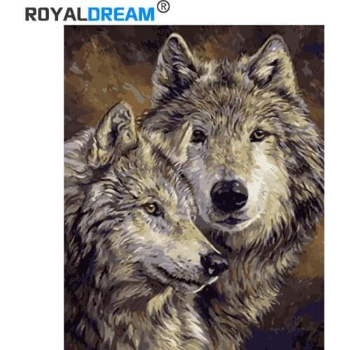ROYALDREAM The Wolf couples Diy digital painting by digital modern wall art pictures for the home wall art works
