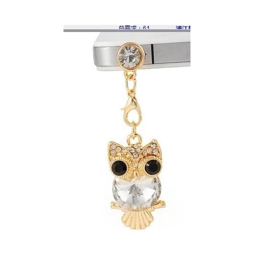 Cute Big Eyes Crystal Owl Mobile Phone Dust Plug Earphone Jack Plug Suitable for All of 3.5mm Headphone Plug of Phone