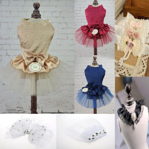 Pet Dog Clothes Dress Wedding Princess Dog Skirt Rhinestone Accessories BlingBilng Dress Clothes for Samll Dogs